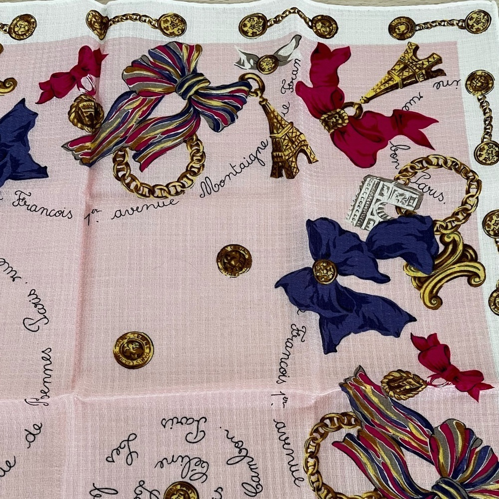 Vintage Celine Paris Arc-de-Triomphe Medallion Era Cotton Voile Scarf BNWT 1970s - Picture 12 of 13